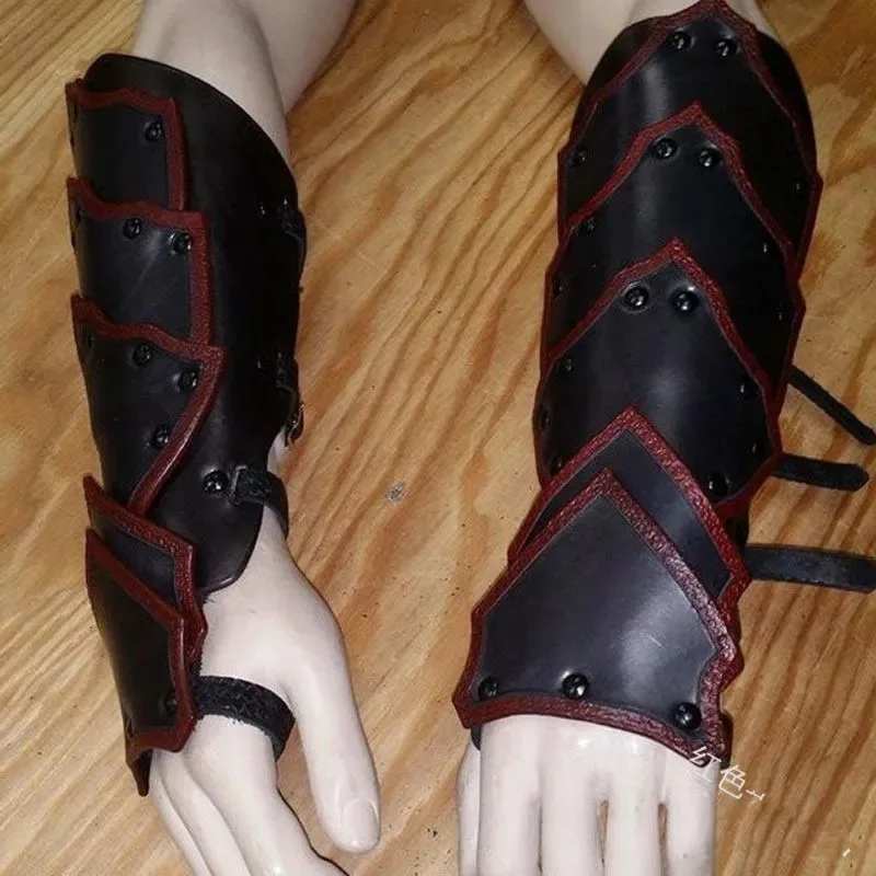 

Medieval Renaissance Leather Arm Guards Armor Bracer Viking Knight Pirate Cosplay Costume Archer Gloves Wristband Gauntlet LARP