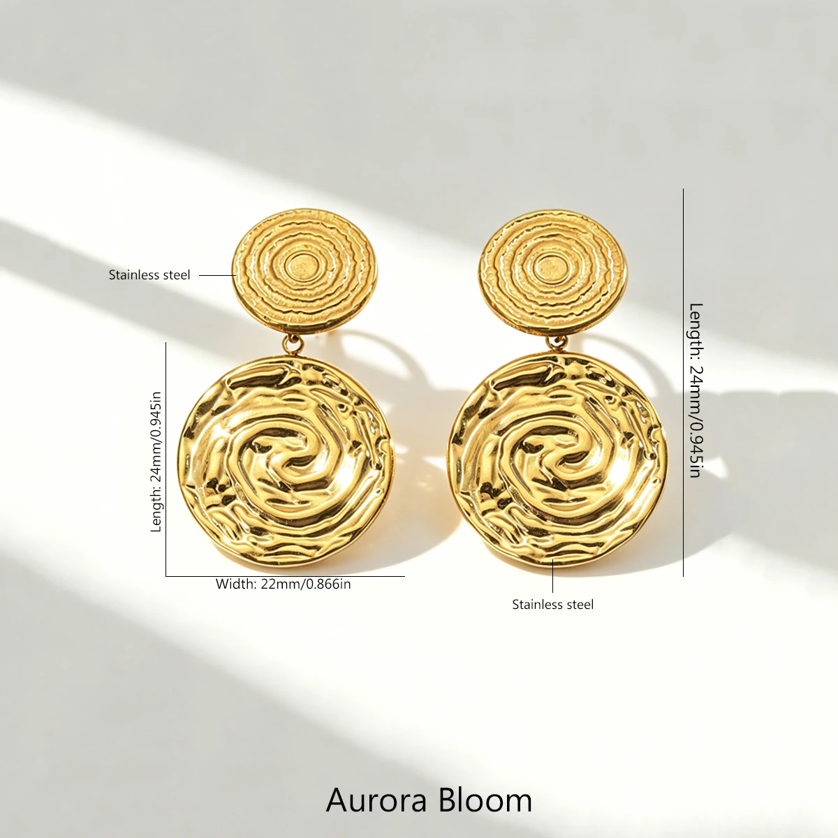AURORA Fashion Circle Vortex Pendant Earrings For Women's Stainless Steel Earrings Women's Piercings Ear Cuffs Earring Jewelry