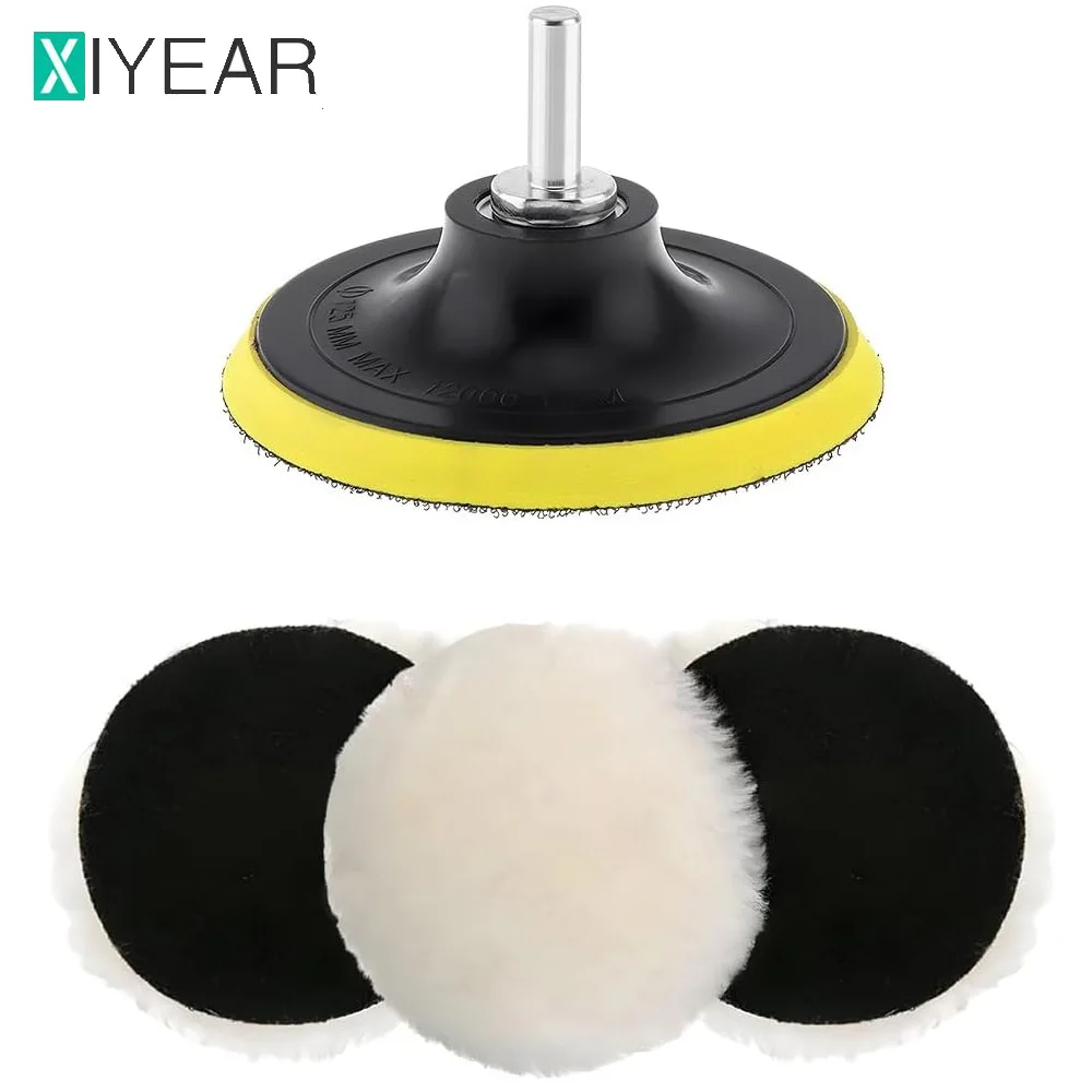 5 قطعة 5 بوصة يتدفقون الرملي القرص هوك وحلقة دعم منصات التلميع الصوف إطارات لامعة للحفر الكهربائي الملمع