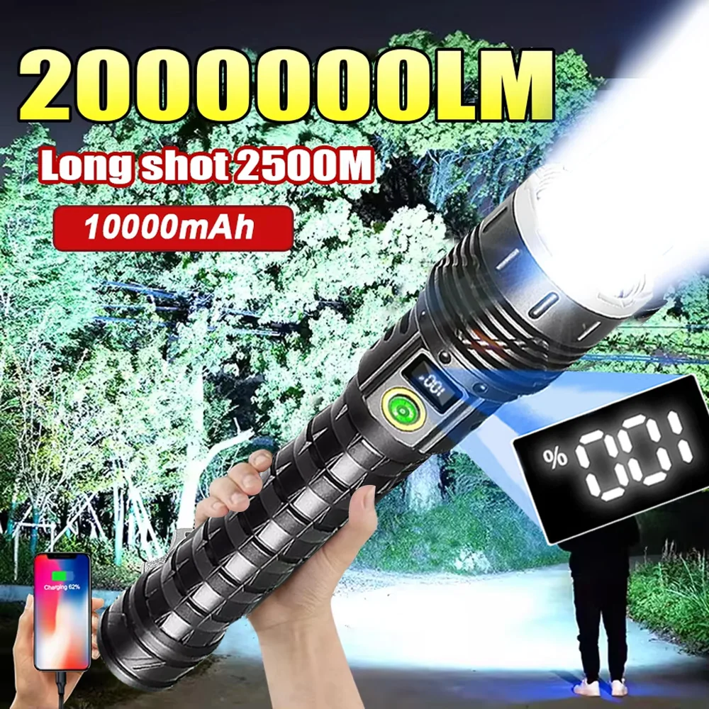 

200000LM Most Powerful Led Flashlight Emergency Tactical Torch Ultra Bright Rechageable LED Flashlights Waterproof Camping Light