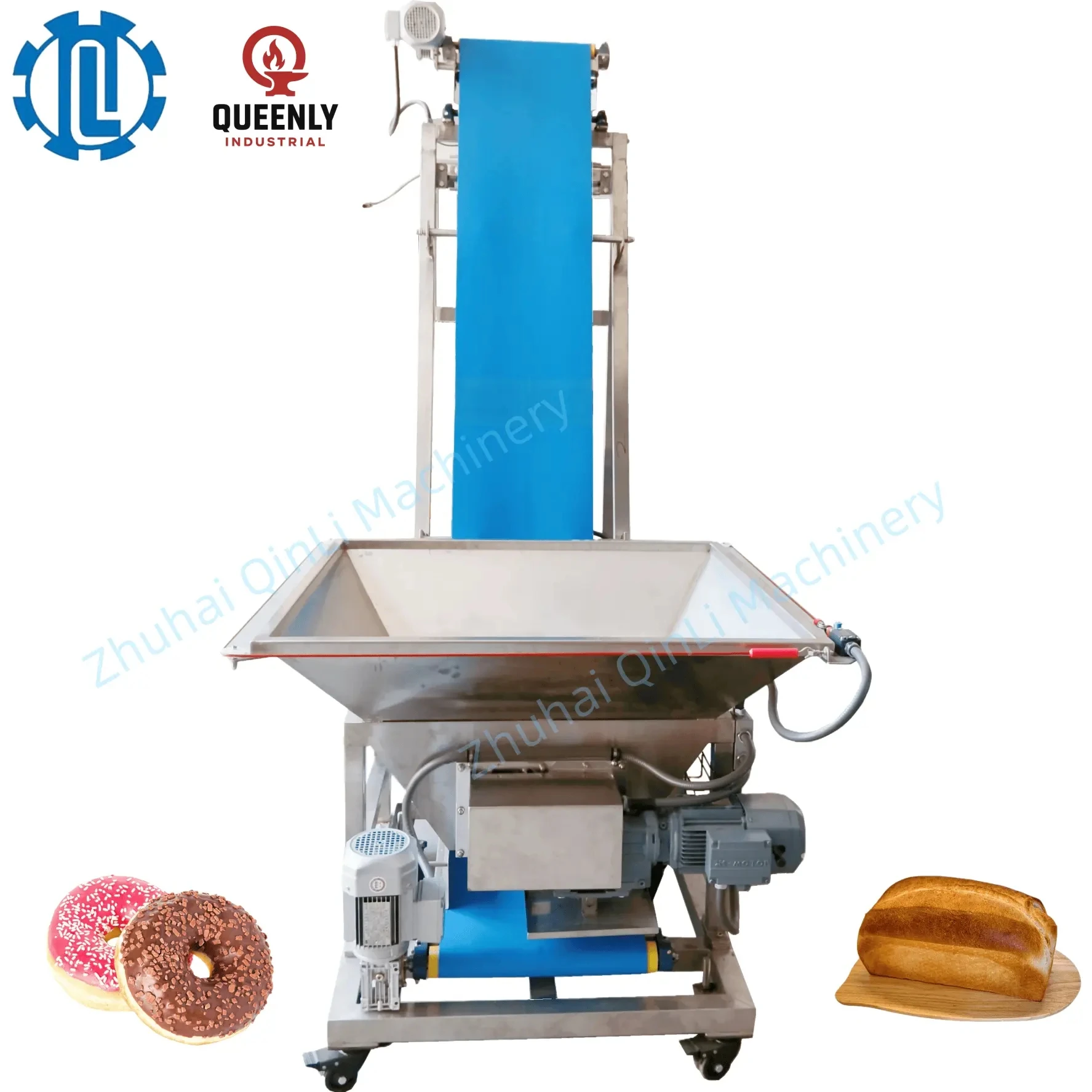 HCY Automatic Dough Divider Elevator with Motor Food Grade Stainless Steel 200kg Capacity for Burger Tortilla Toast Bread Produc
