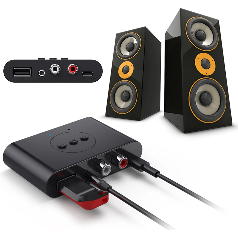 

Audio Receiver U Disk RCA 3.5mm AUX NFC Bluetooth-Compatible5.2 Stereo Music Receiver Support USB Flash Drive Playback for Car