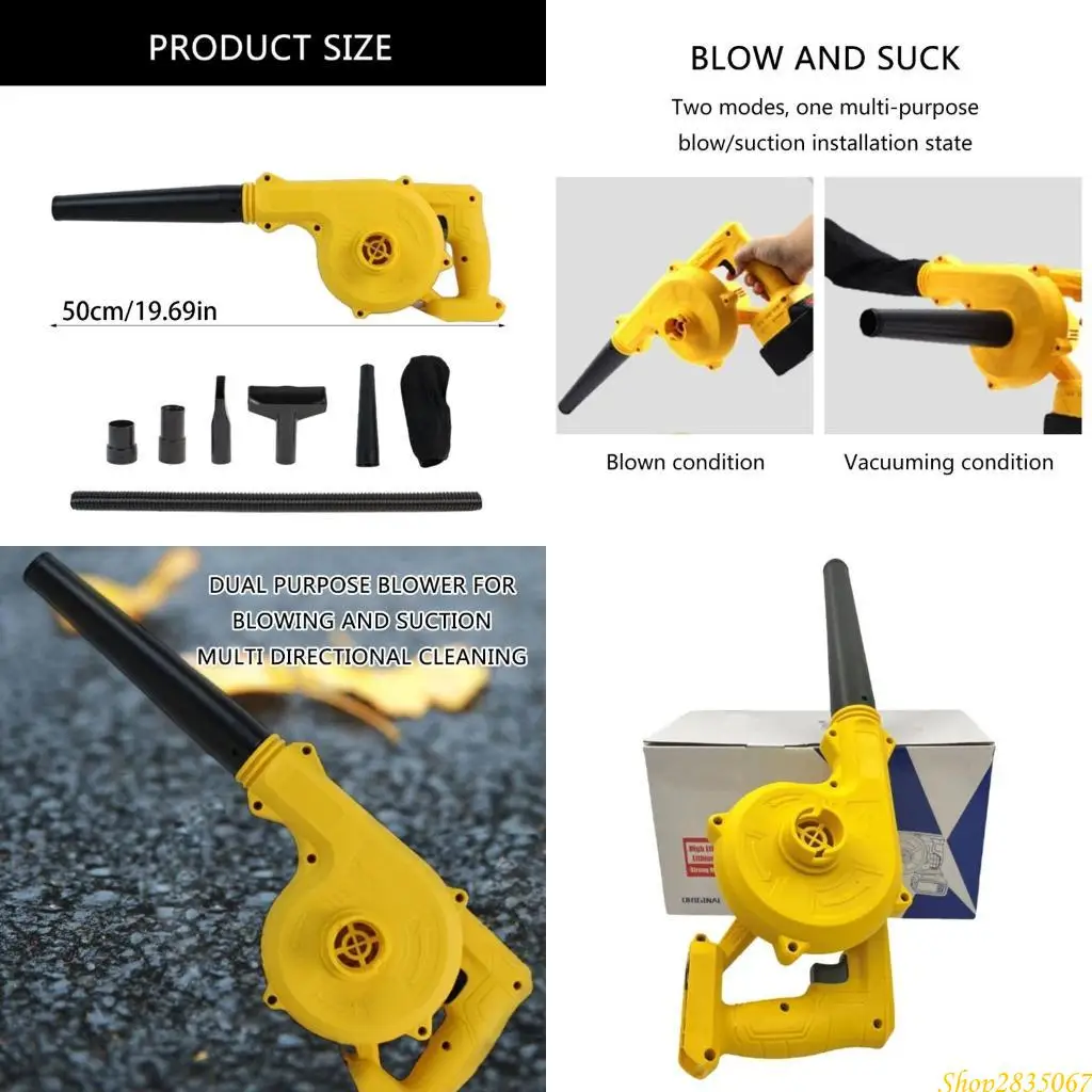 

Leaf Blower Cordless Electric Cordless Leaf Blower with Replacement Tips Leaf Blowers for 18V 18650 Battery 831F