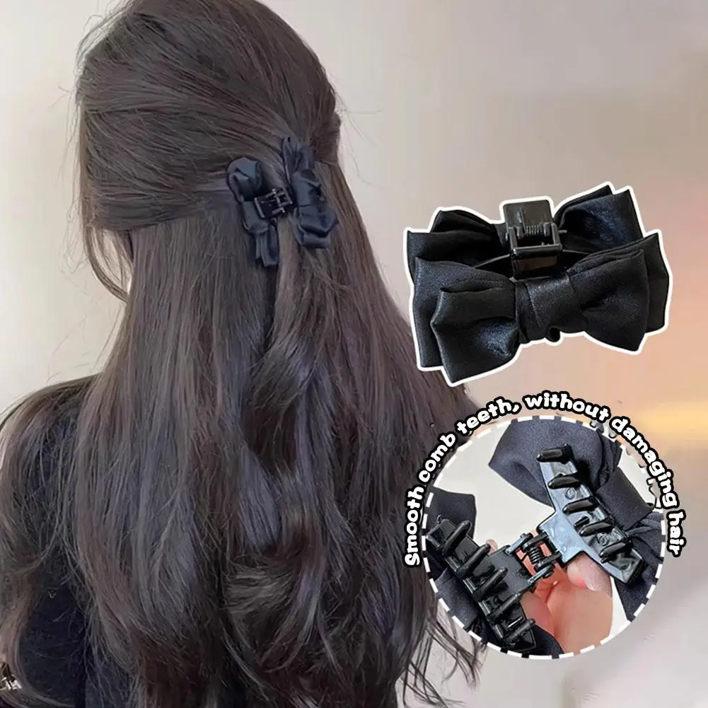 Cream Large Bow Hair Clip Claw for Women Korean Style Bow Shark Clip Girls Hair Clamp Double-sided Bow Clip Hair Accessorie R4S2