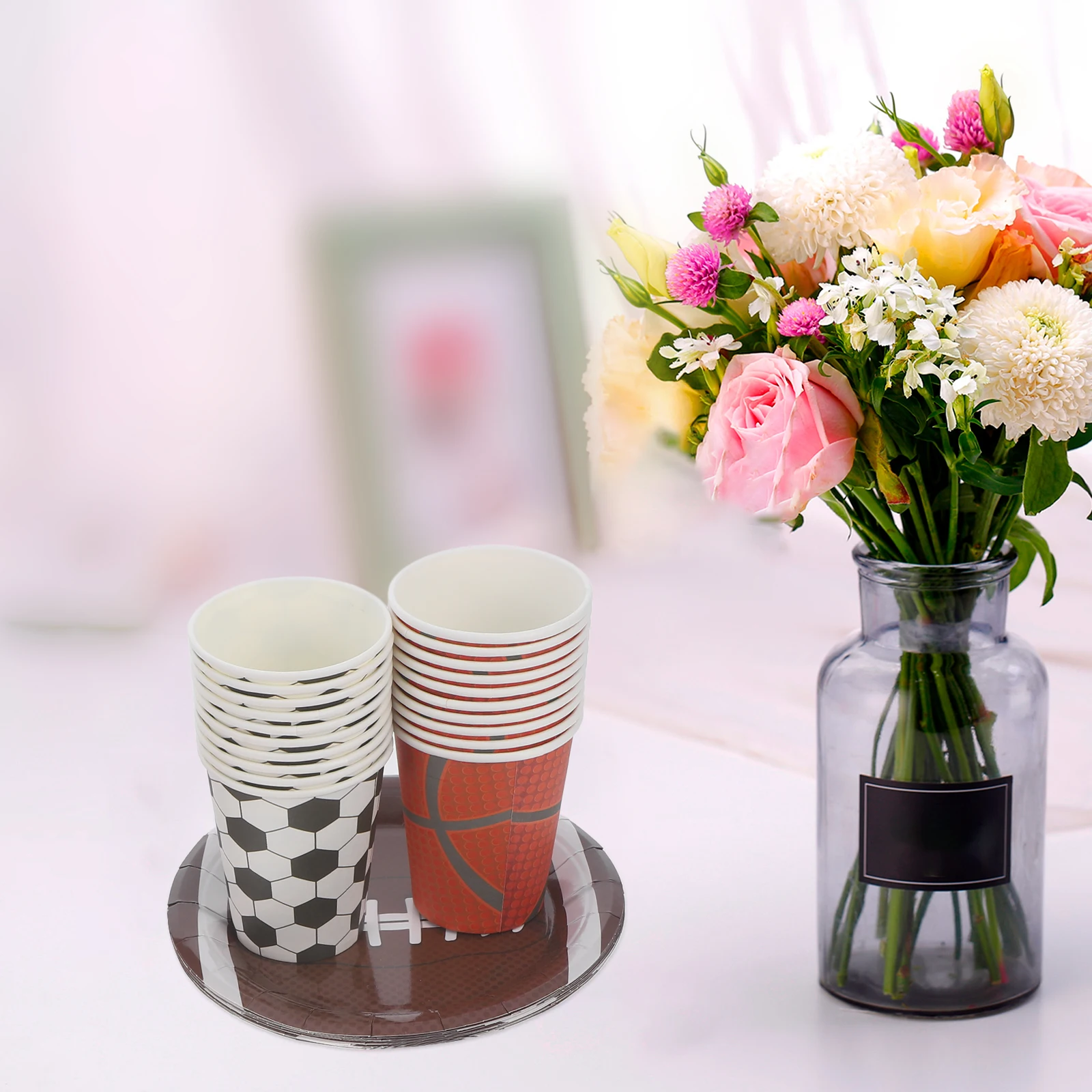 

1 комплект, спортивные бумажные тарелки с мячом, чашки, 7-дюймовая одноразовая посуда, украшения для дня рождения, футбол, баскетбол, бейсбол