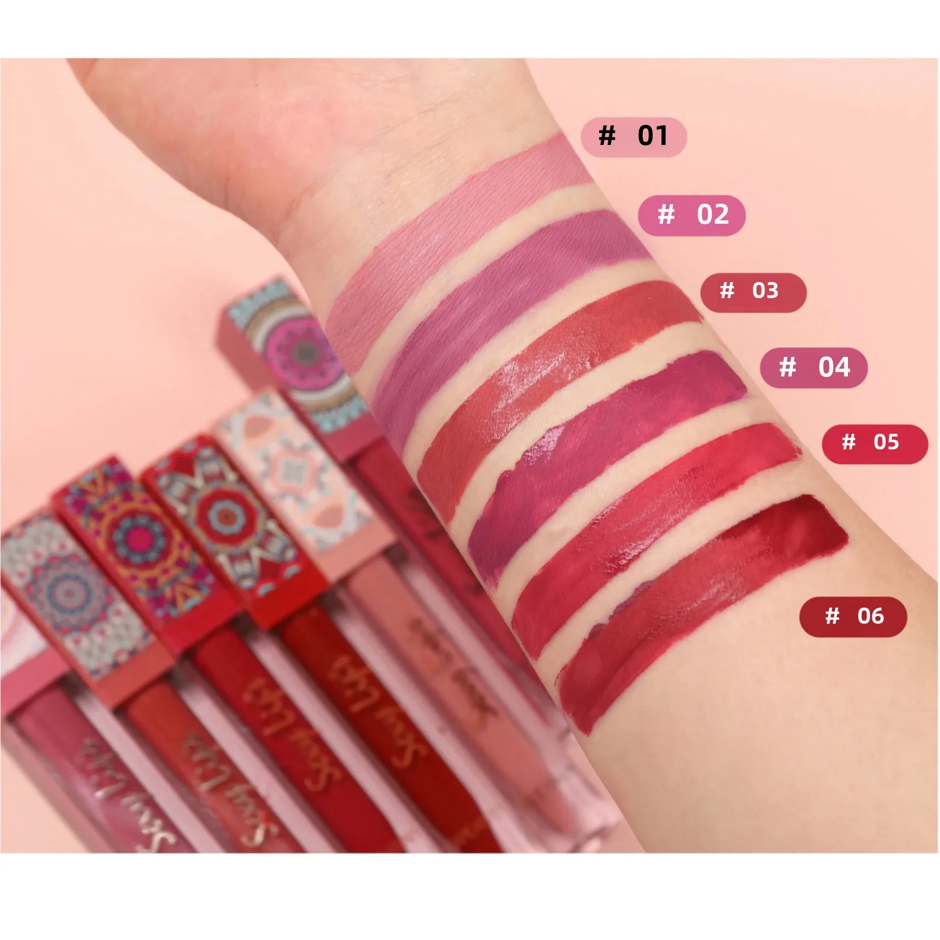 Lápiz labial líquido bohemio en tono tierra, 6 colores, mate, resistente al agua, textura de arcilla de terciopelo de larga duración, maquillaje de labios antiadherente