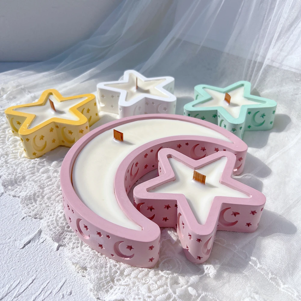 

Ramadan Kareem Plate Resin Silicone Mold Eid Mubarak Moon Star Candle Mold Islam Muslim Tray Cement Concrete Planter Mold