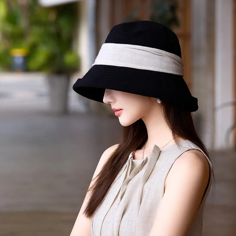 New color-blocked fisherman's hat thin foldable street Kong-style