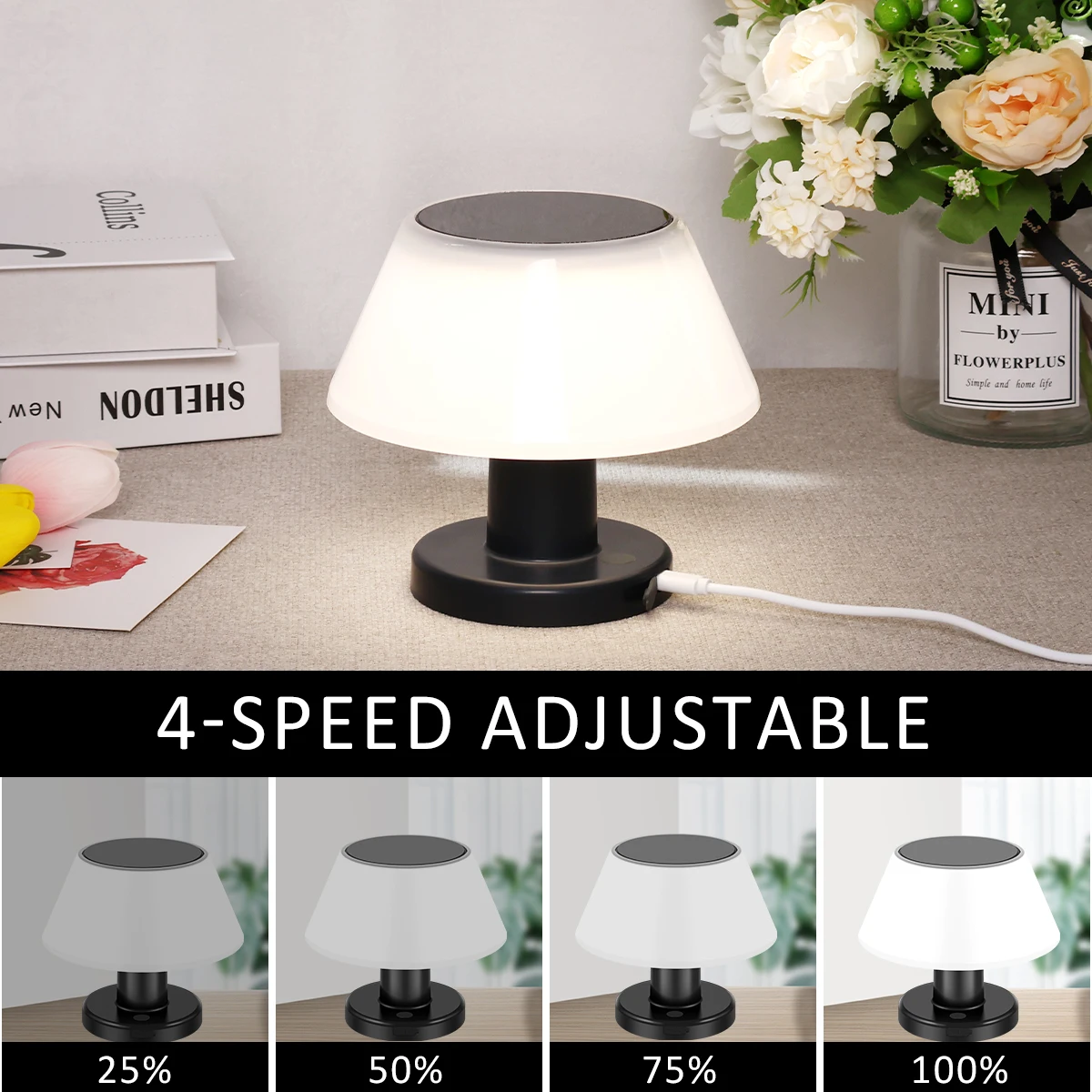 Outdoor Solar Lamp Dimmable LED Night Light Cordless Desk Light Waterproof Table Lamp 4 Lighting Mode Bedside Lamp Bedroom Decor