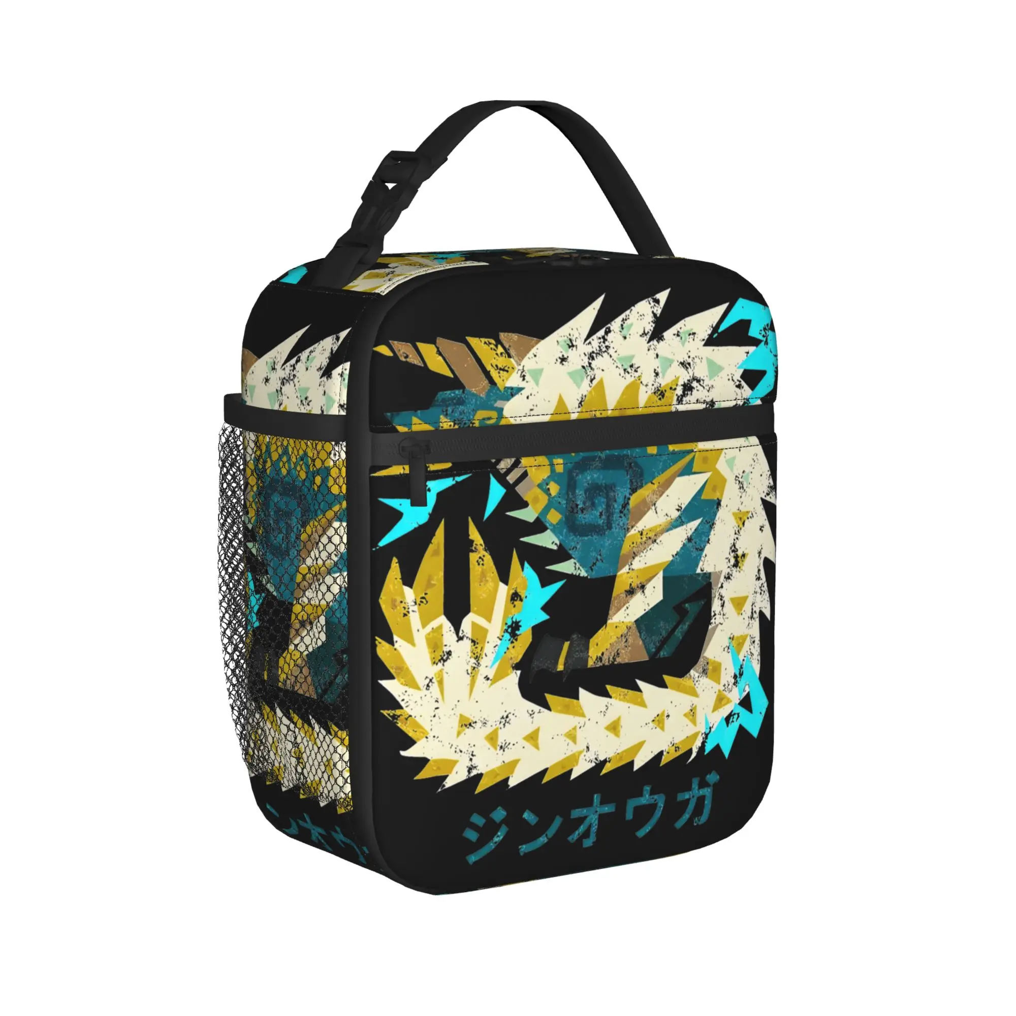 Monster Hunter World Iceborne Zinogre Kanji Icon Insulated Lunch Bags Cooler Bag Lunch Container Tote Lunch Box Food Bag Beach