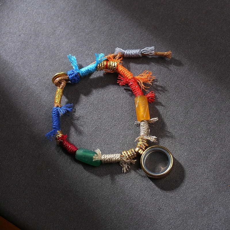 

Tibetan Agate Colorful Gawu Box Hand Rope Tibetan Handmade Weaving Hand Rope Colorful