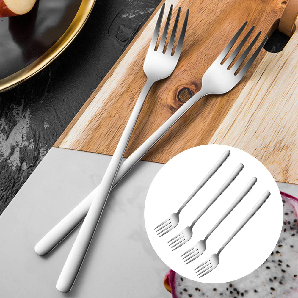 

4 Pcs Stainless Steel Tableware Fork Serving Utensils Cutlery Meat Forks Salad Dinner Bbq