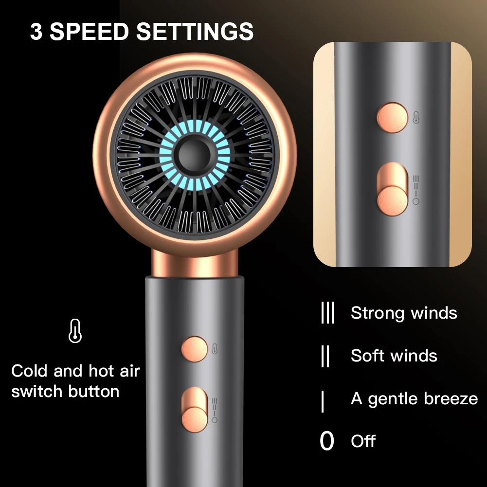 3段階調整プロ仕様ヘアドライヤー、マイナスイオンブロードライヤー、温冷風エアブラシヘアドライヤー、強力パワー乾燥機、サロンツール、2400W