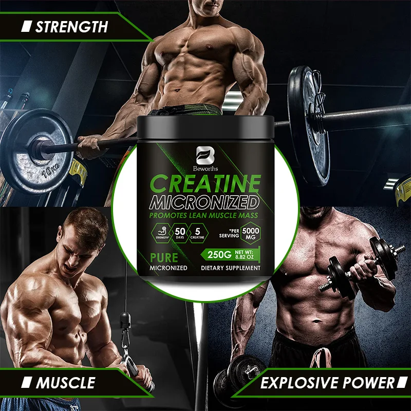 BEWORTHS Creatine Monohydrate Sports Dietary Supplements for Workout Muscle Building Cellular Energy Enhance Muscle Strength