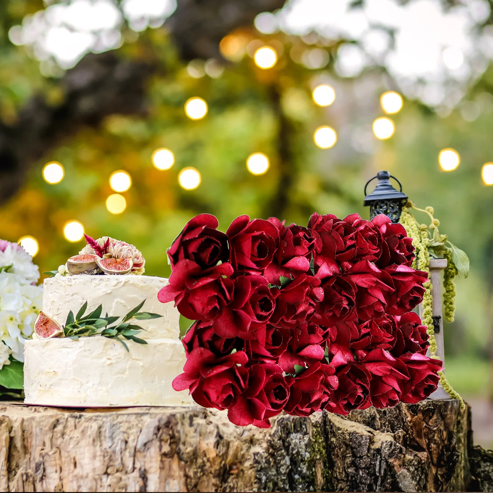 

144 Pcs Artificial Rose Paper Roses Flowers Handmade Tiny Fake Heads Wedding Decor