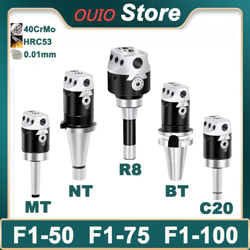 OUIO F1 Boring Head F1 Boring Bar MT2 MT3 MT4 MT5 C20 C25 BT30 BT40 NT30 NT40 R8 F1 Boring Tool 50mm 75mm