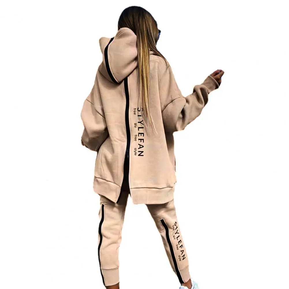 Women Tracksuit Thick Autumn Winter Women Hoodie Coat Jogging Pants Suit Warm Windproof Hoodie Pants Set Daily Clothing