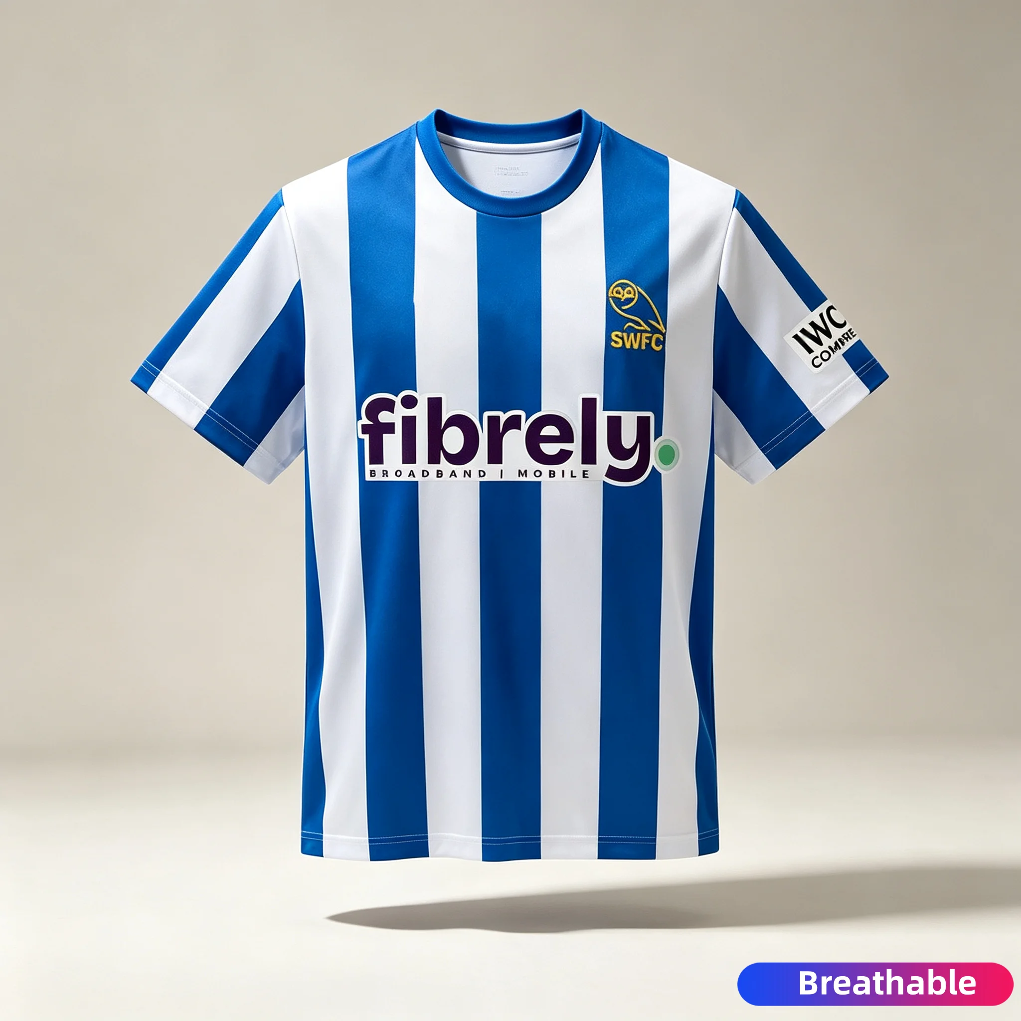 New Men's Wednesday SWFC Football Jersey Blue White Vertical Striped Short Sleeve Training Sports Quick-drying T-Shirt Summer 26