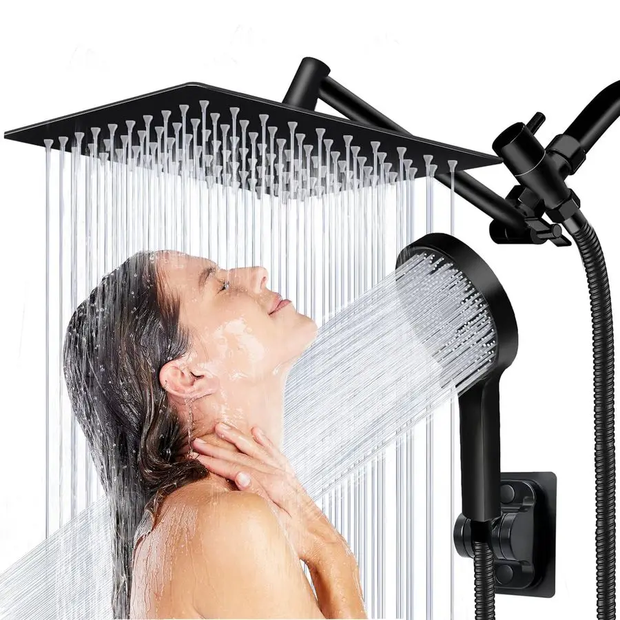 

Head, 8 inch Multifunction High Pressure Rain Shower Head with Handheld Spray Combo with 11 Angle Adjustable Extension Arm Flow