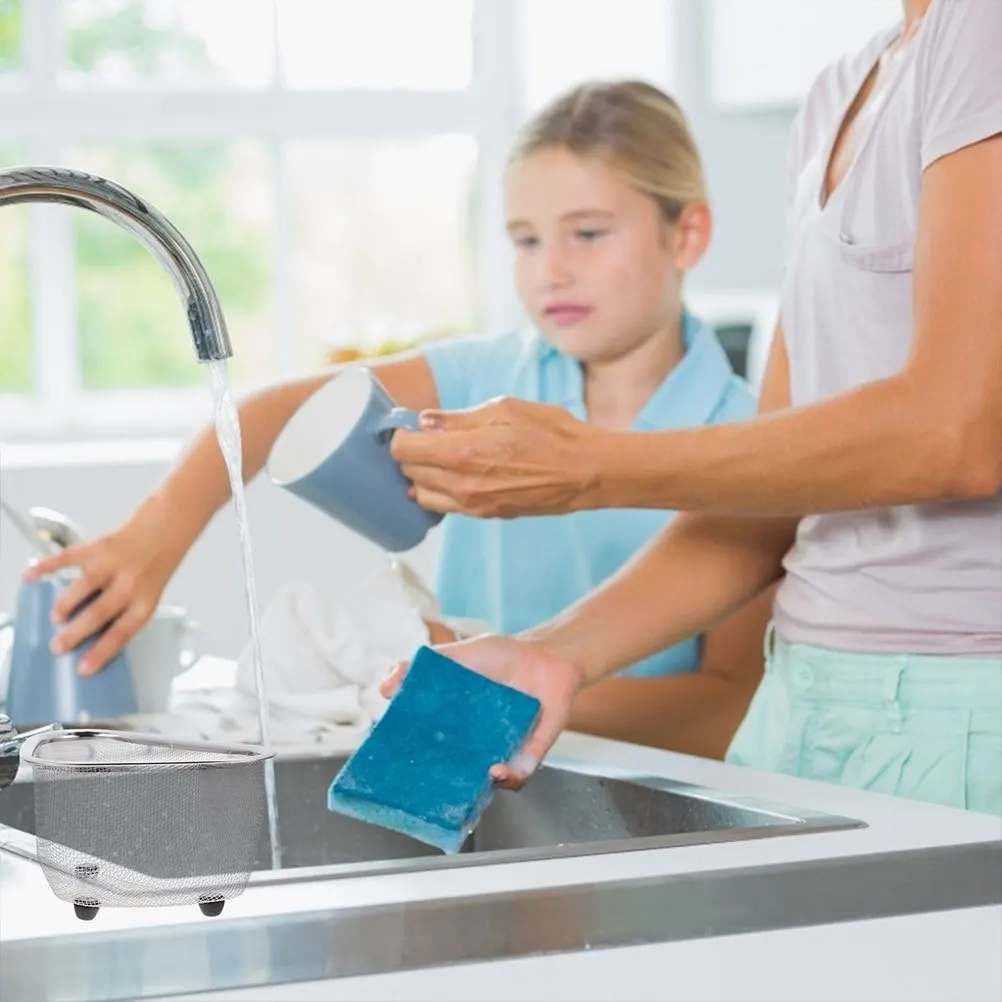 

2pcs Stainless Steel Sink Basket Fine Mesh Drain Rack For Kitchen Sink Storage Organizer Vegetable Fruit Washing Dish Drying