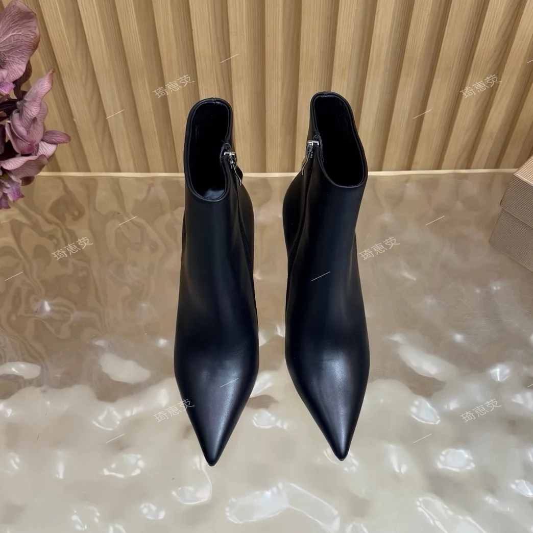2026 New Arrival British-Style Pointed-Toe Elegant All-Match Ultra-High-Heel Stiletto Boots with Side Zip Zapatos De Mujer