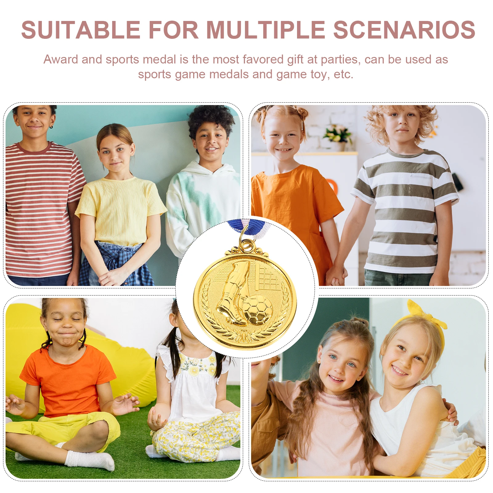 12 medaglie da calcio, premi per il giorno sportivo, per studenti, competizioni, giochi di danza, set di medaglie, trofeo, confezione sfusa