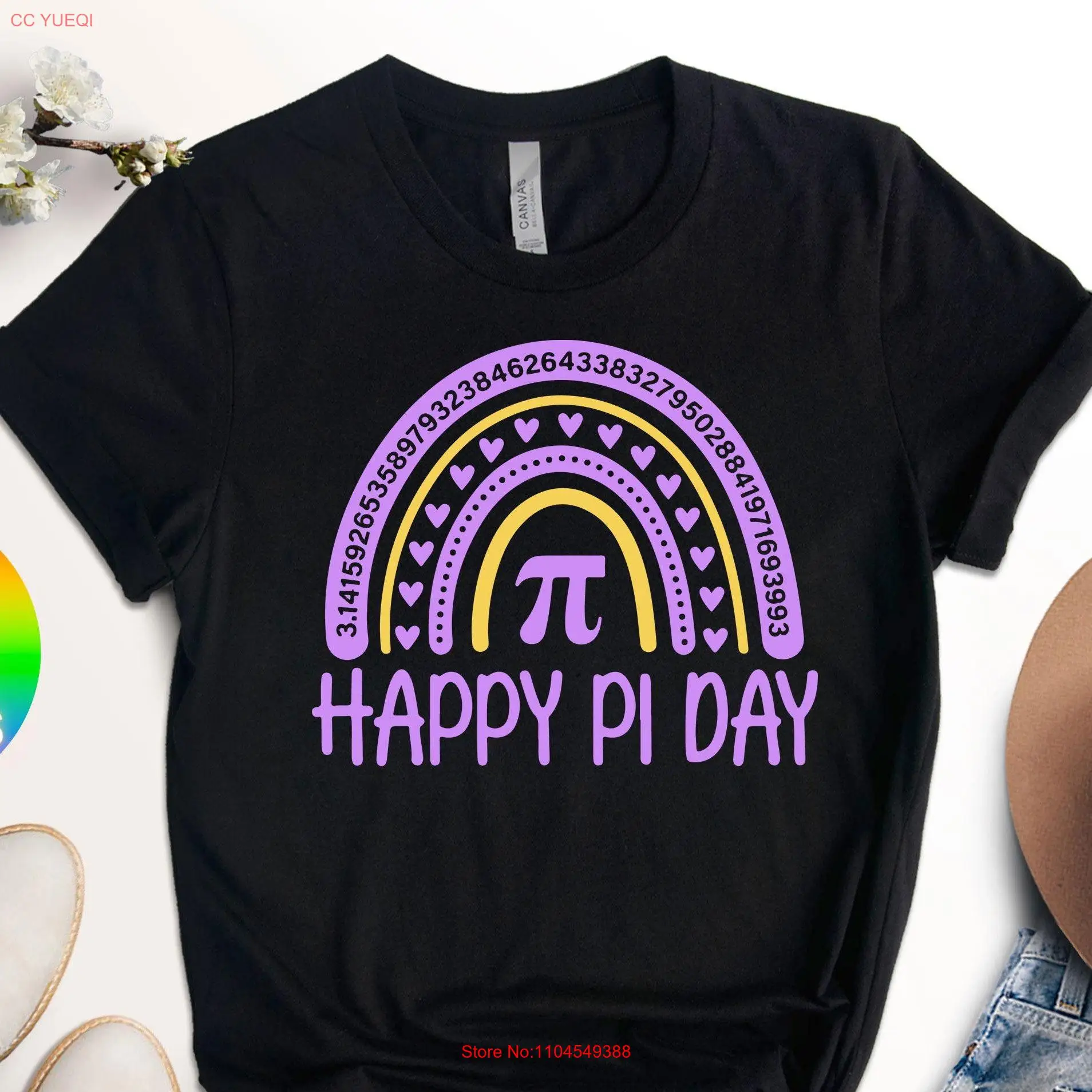 

Футболка Rainbow Pi Day учитель математики Happy 3 14 Lover Забавные длинные или короткие рукава