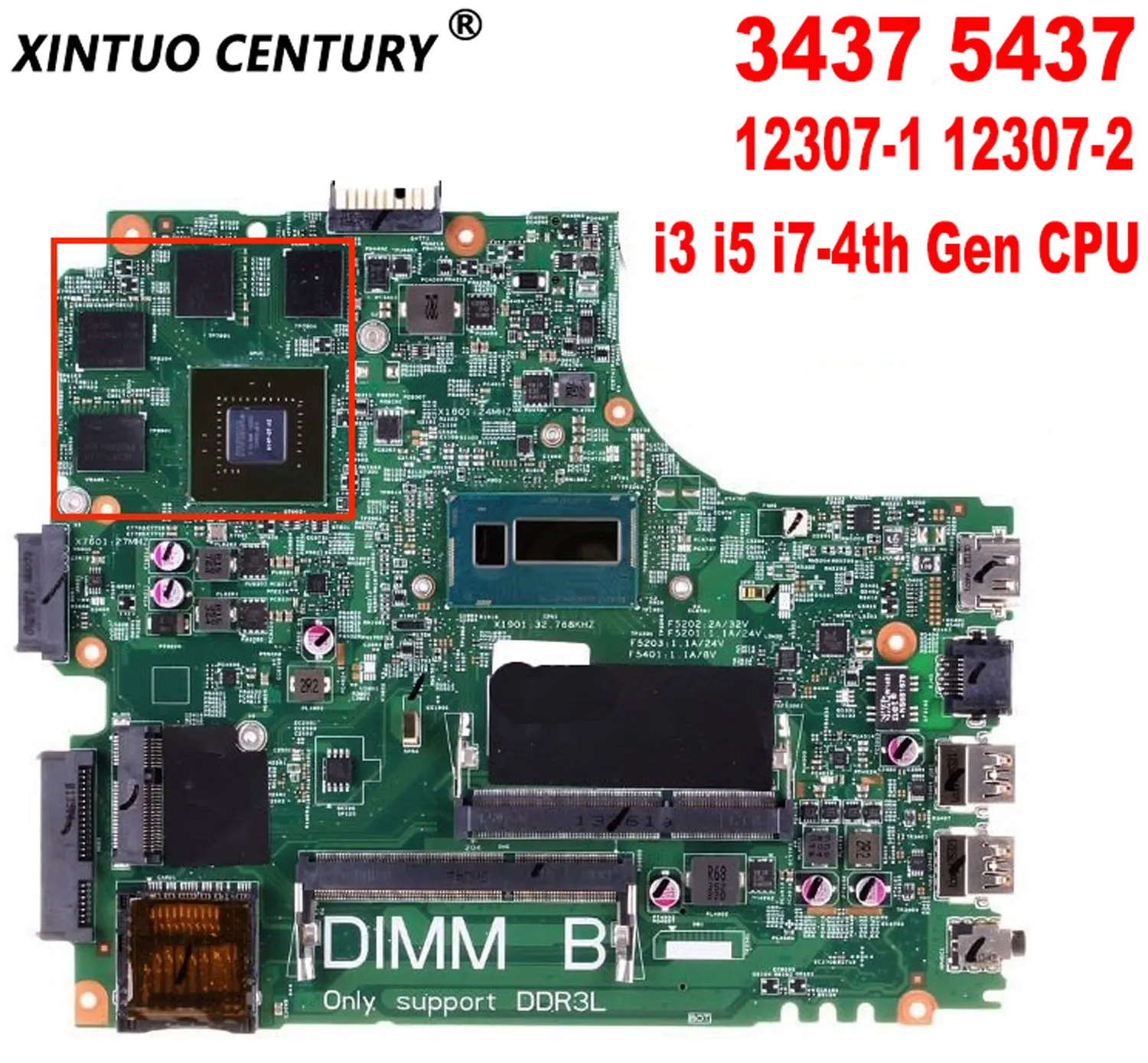 

12307-1 12307-2 for Dell 14R 3437 5437 Laptop Motherboard with i3 i5 i7-4th Gen CPU 2GB GPU DDR3 100% Tested Work