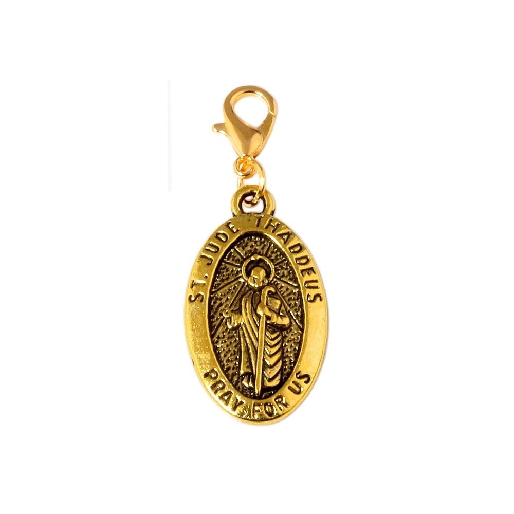 50Pcs Alloy ST. JUDE THADDEUS Floating Lobster Clasps Charms Pendant For Jewelry Making Bracelet Necklace DIY Accessories