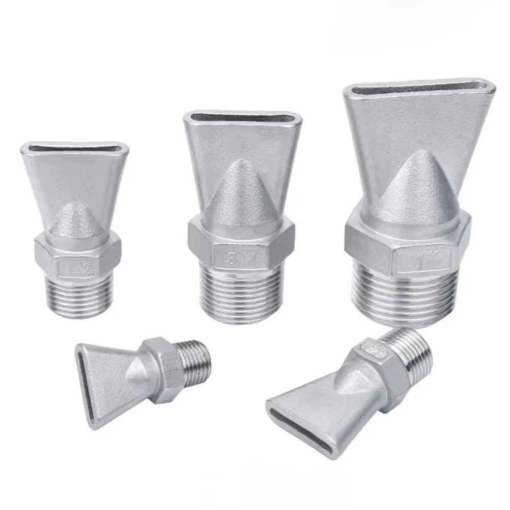 5PCS  Industrial 304 Stainless Steel Air Blowing Nozzle Duck Mouth Fountain with New Flat Fan Spray Pattern Atomizing Nozzle