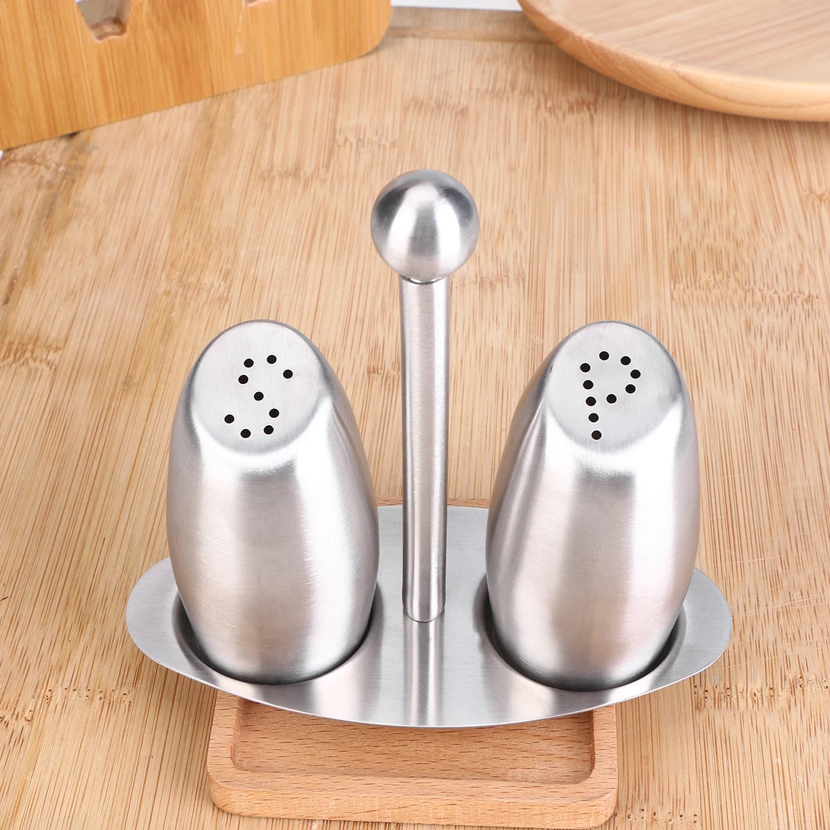 

Stainless Steel Seasoning Box Set Non-Slip Pepper Salt Container Markings Easy Clean Kitchen Supplies for Home Use Gift
