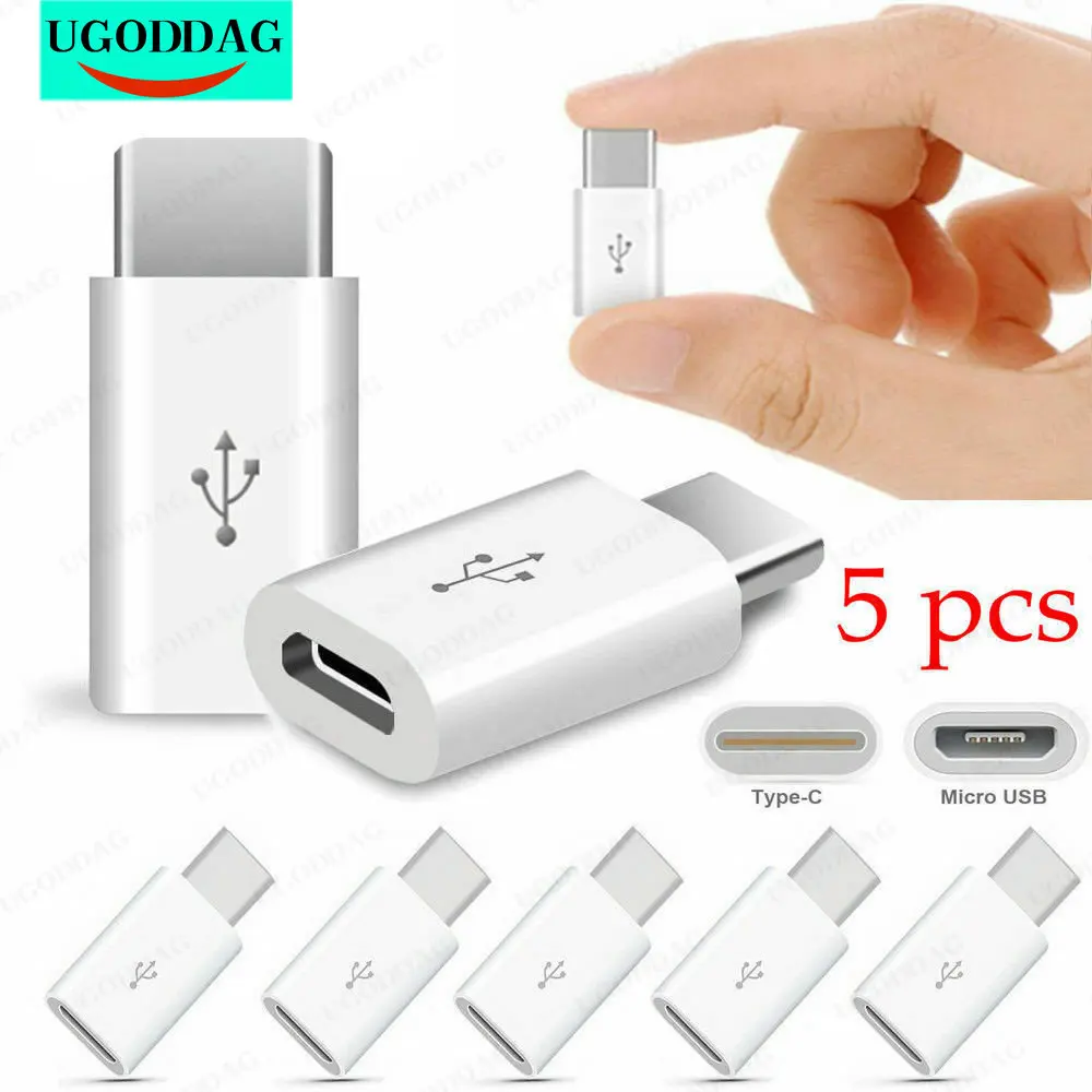 5PC Micro USB Female To Type C Male Adapter Converter Micro-B To USB-C Connector Charging Cable Adapter Mobile Phone Accessories