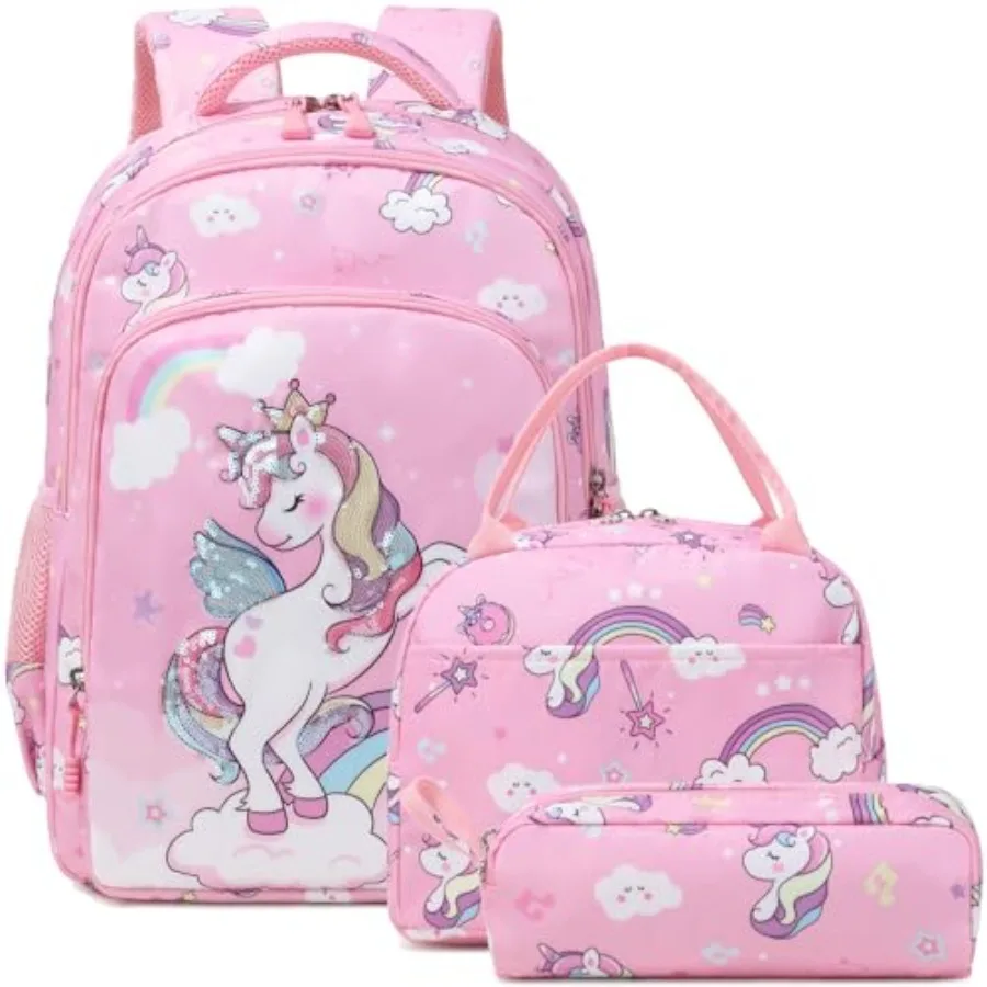 

Girls Backpack for Elementary School Bookbag Set Cute Unicorn Backpacks for Girls Water Resistant