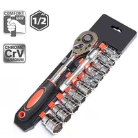 12pcs 1/2 Inch Ratchet Socket Wrench Set, Drive Socket Set with 10 Sockets, Quick Released Ratchet Handle and Extension Bar