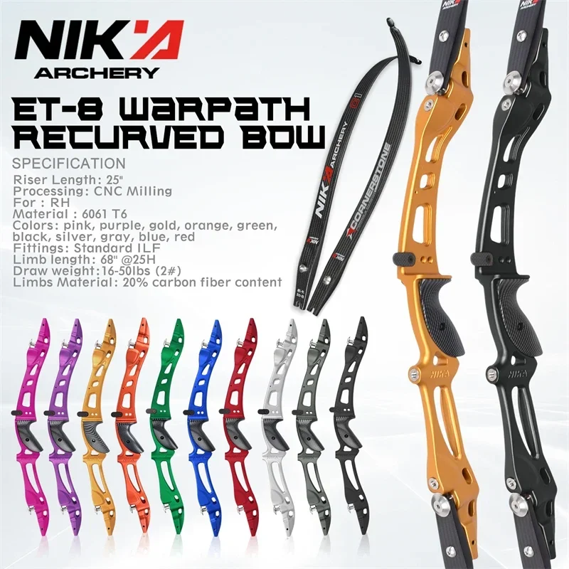 1 SET NIKA Archery Bow Shooting Equipment Recurve Bow New Release ET-8（RH) Riser And C1 Limbs Recurve Bow