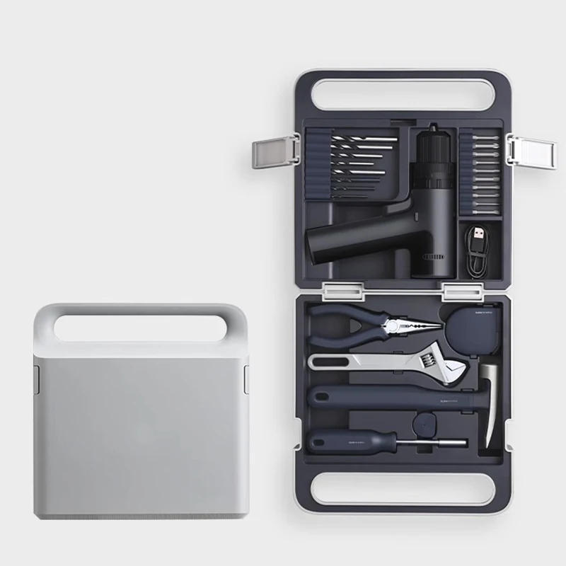 

Impact drill tool box, hand tool combination set, electric drill, screwdriver, hammer, multi-function electric screwdriver