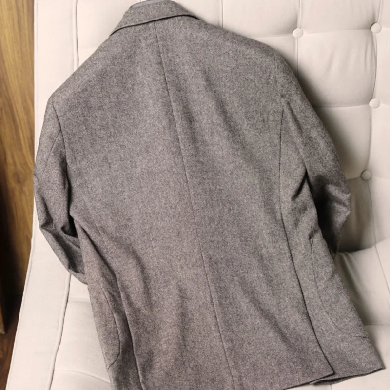 Veste de costume en Tweed grossier pour hommes, Blazer rétro, coupe ajustée, simple boutonnage, costume d'affaires décontracté de Style britannique d'automne et d'hiver