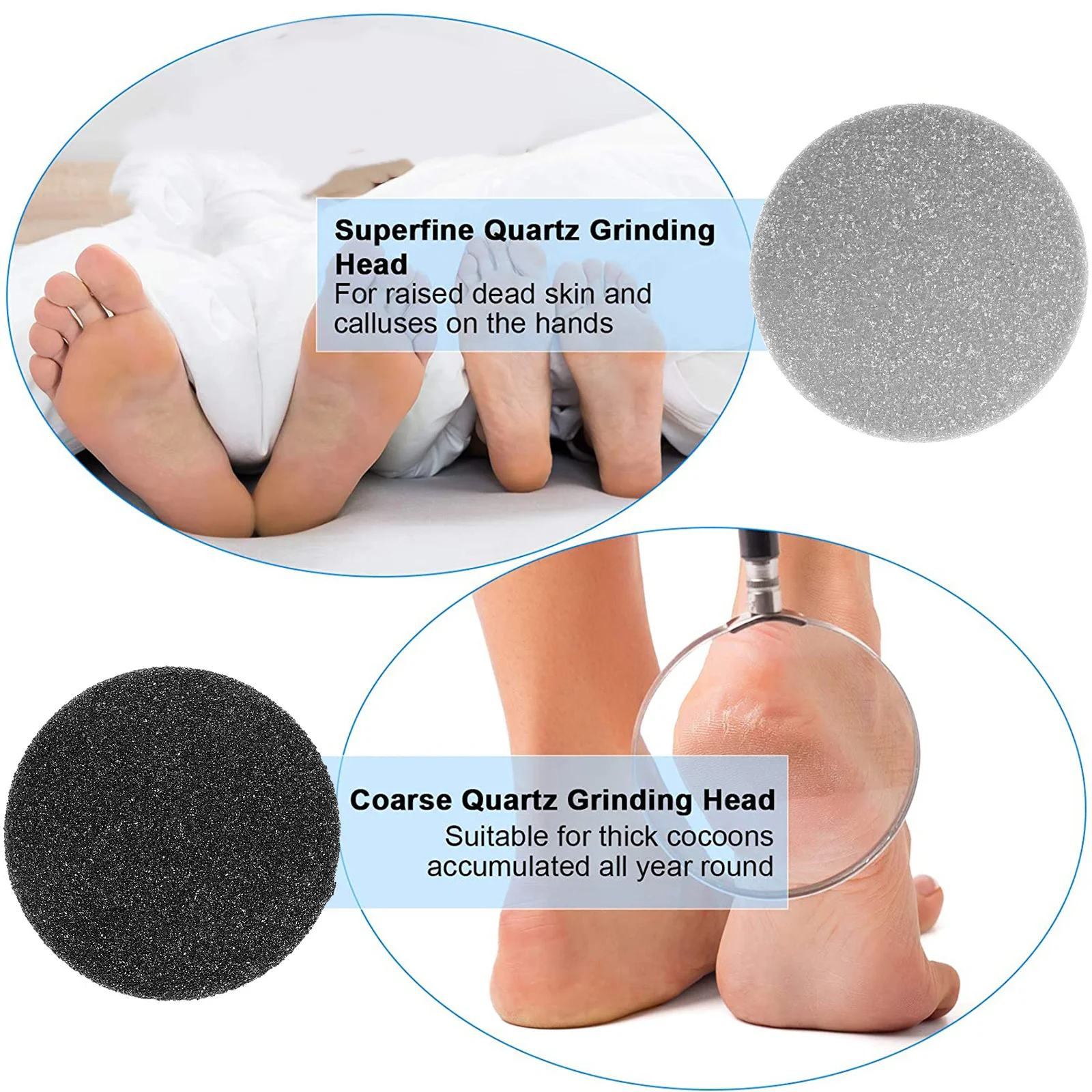 

20Pcs Electronic Foot File Replacement Heads Dual Color Sandpaper Discs Hard Soft Callus Remover Pedicure Roller Accessories