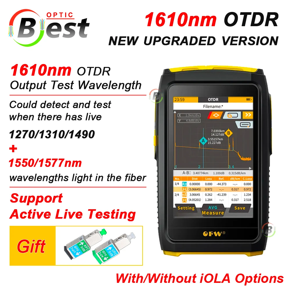 

OFW Mini OTDR Active Live Fiber Tester 1610nm 20dB Optical Reflector Reflectometer Touch Screen OPM VFL Event Map