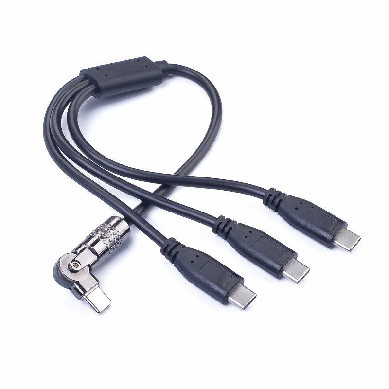 3 Port USB-C Hub Splitter Wire 180 Degree Swivel Type-C Male Input 5V 3A 15W 24AWG Oxygen Free Copper Charging & Data Cable