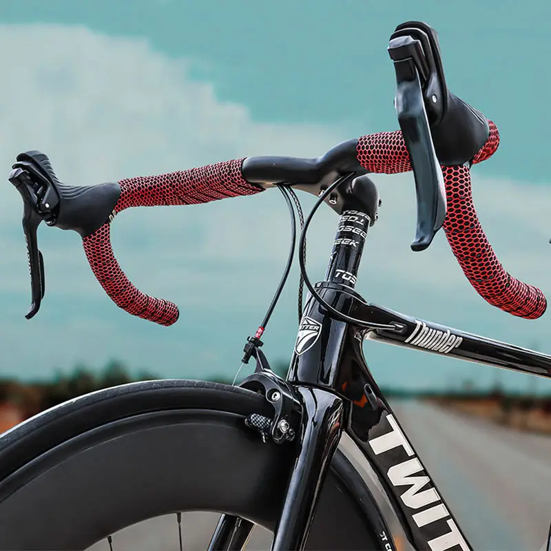 Light Road Bike Handlebar Tape Breathable Fixed Gear Bicycle Bar Tape with 2 Bar Plugs Bicycle Handlebar Tape