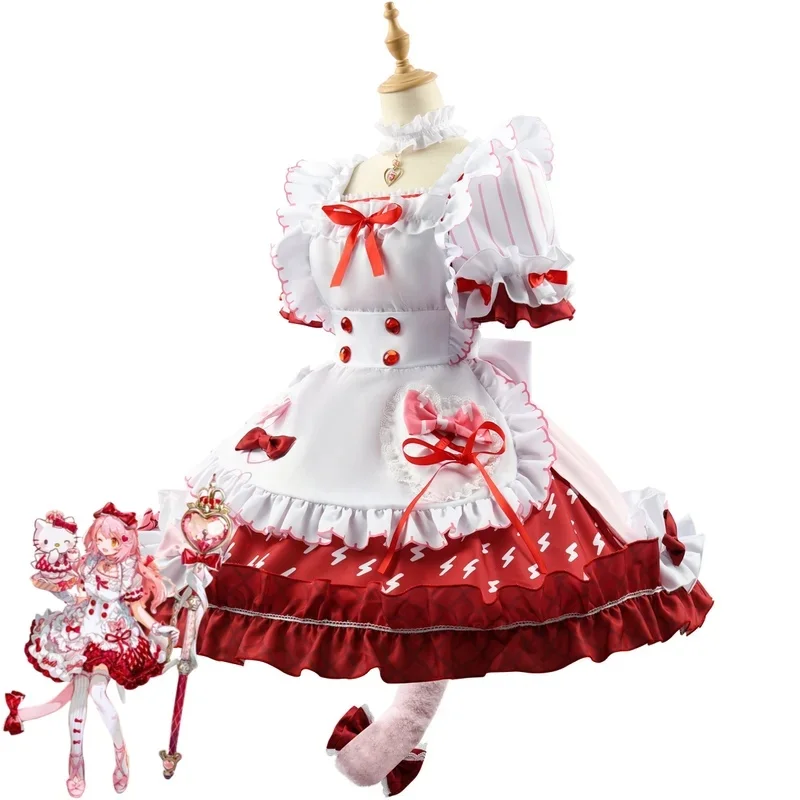w;3.c\6;h'8/Game Arknights Goldenglow Cosplay Costume Flower House Tea Party Red Lolita Dress Wig Woman Lovely Kawai5'u.9;m\4/p