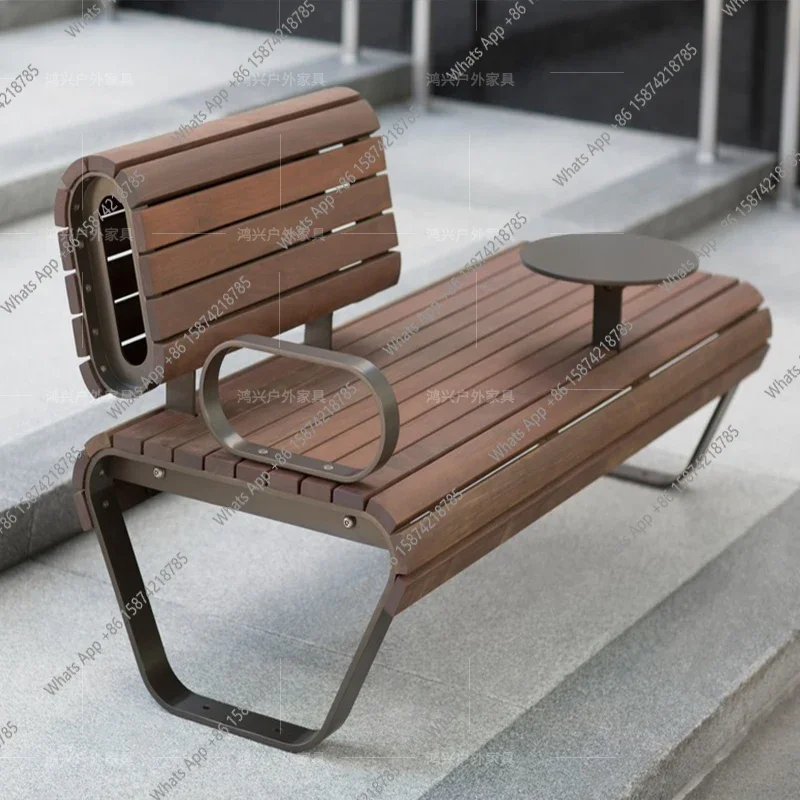 A63 Customized outdoor stainless steel bench outdoor wrought iron bench leisure park landscape bench