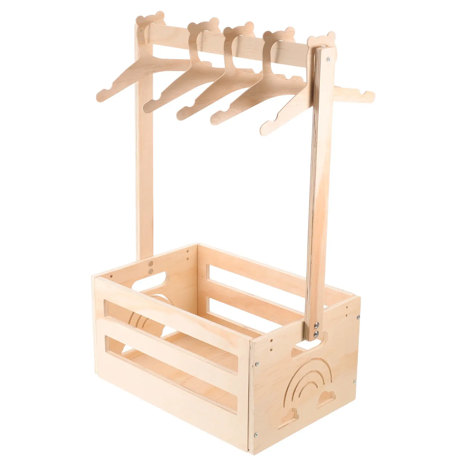 1Set Baby Storage Basket Wooden Nursery Crate Natural Material Closet Organizer for Newborn Clothes Diapers Shower