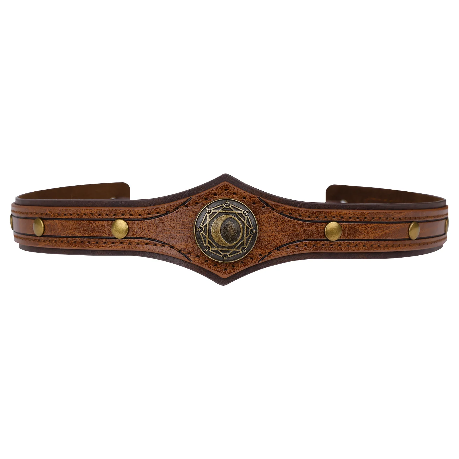 1PCS Medieval Embossed Faux Leather Headband Retro Renaissance Adjustable Headband Cosplay Costume Accessory