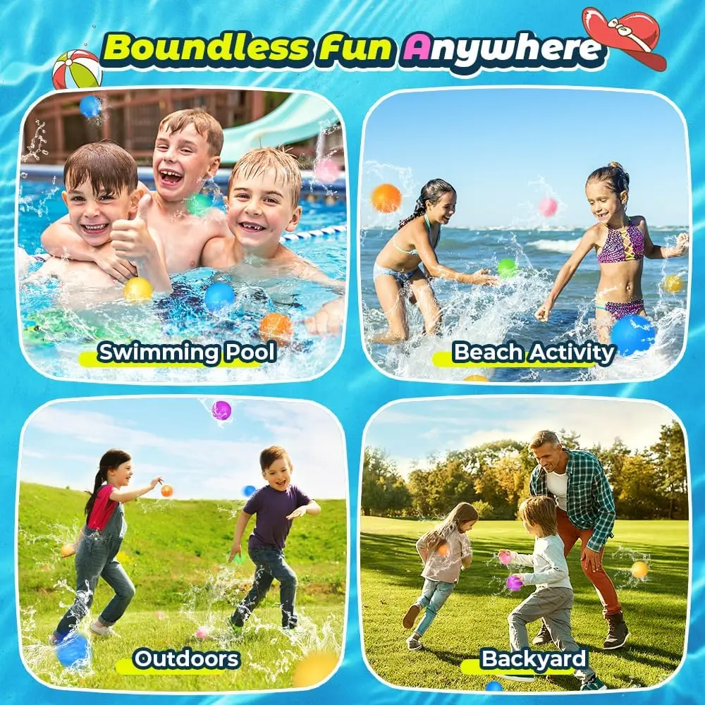 Conjunto de balões de água magnéticos reutilizáveis para piscina, praia, verão, brinquedos ao ar livre, 1/3/5 peças, suprimentos para jogos de diversões para crianças de 3 a 12 anos