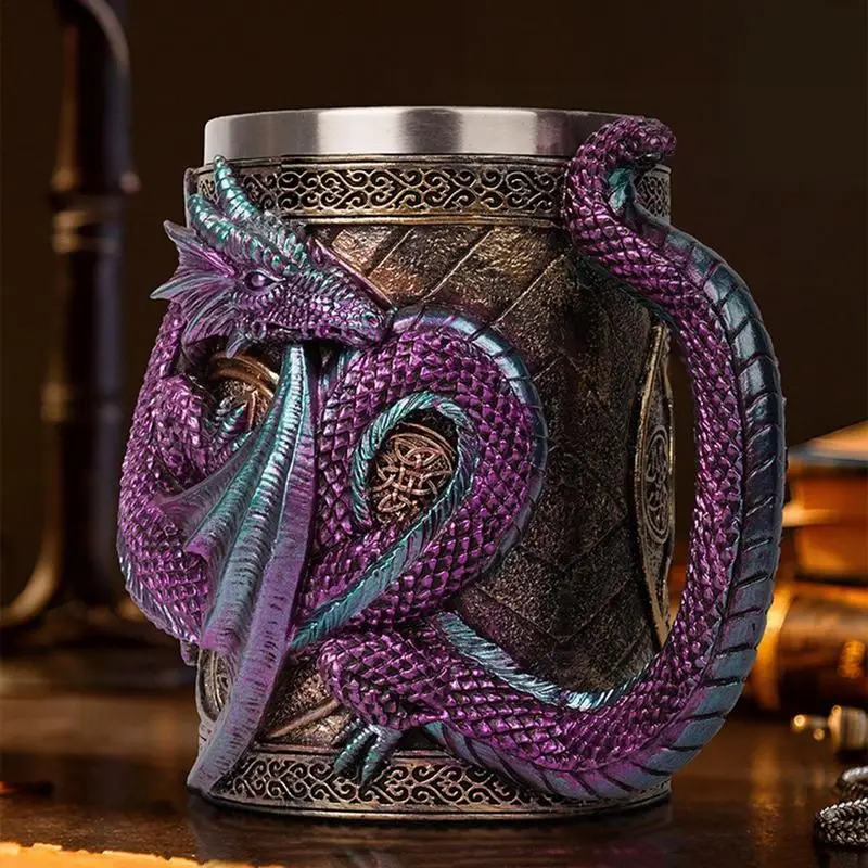 Creative 3D Mechanical Dragon Scale Beer Mug Coffee Cup Dragon Scale Beer Mug Medieval Dragon Skull Beer Danegeld Tankard Mugs