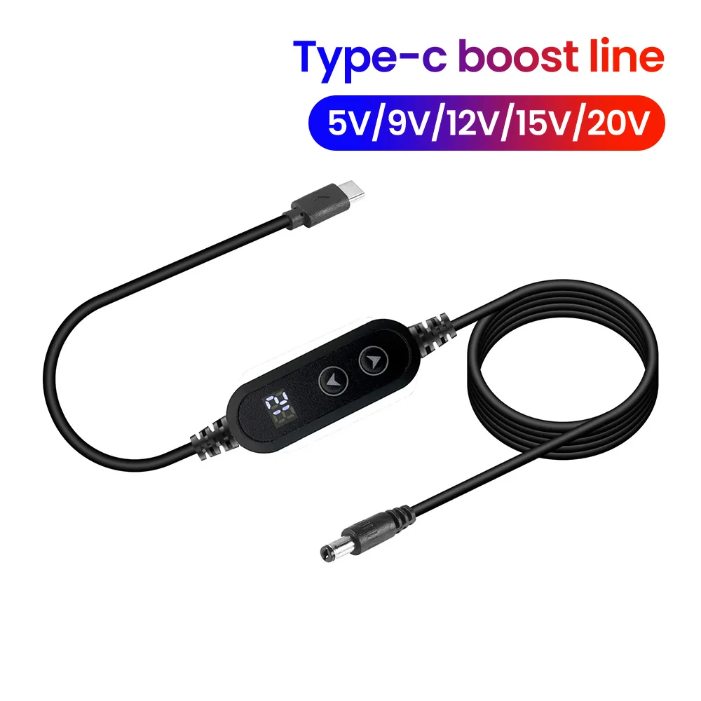 USB C to DC Power Boost Cable Type C To DC Fast Charging 5V/9V/12V/15V/20V Boost Converter Step-up Cable Adapter For Wifi Router