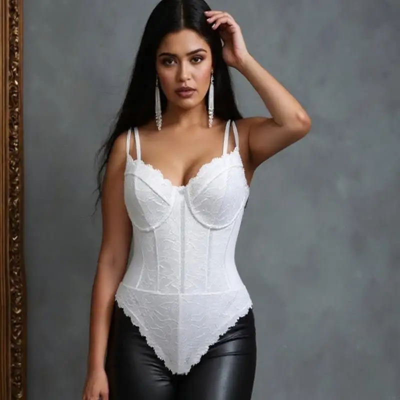 39BC Bequemer Spitzen-Dessous-Netz-Body mit Spitzendesigns, modische Spitzen-Strampleroberteile, geeignet für modische Frauen