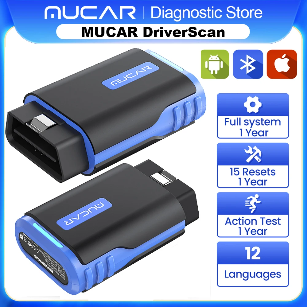 

MUCAR DriverScan OBD2 Scanner Bluetooth, Bi-directional scan Tool OE Level All System Diagnostic Active Test 15 Service Function